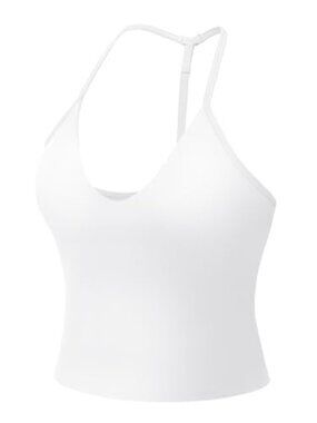 Women's Activewear Halter Tank Top with Built-in Bra, Open Back, Racerback,